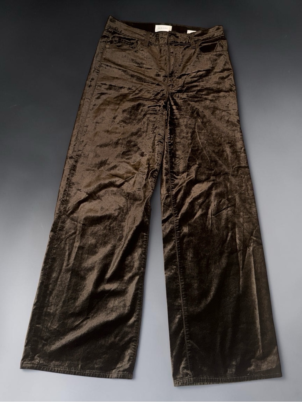 Frame Le Slim Palazzo Pant in Dark Clove Velvet Size 28 - Picture 12 of 14